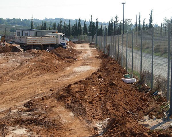 Earthworks during construction of solar power plant - OPTIFENCE perimeter alarm system is installed right after this stage