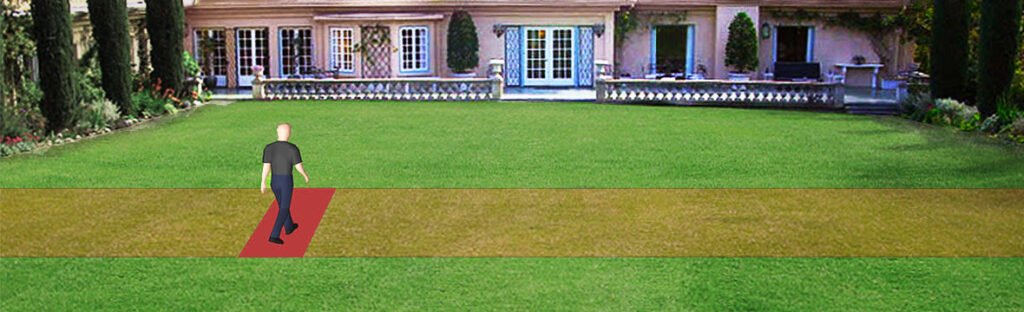 Trespasser walking on luxury residency's lawn