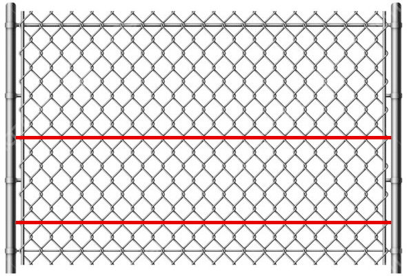 Diagram of two passes of optical fiber installed on chain-link fence